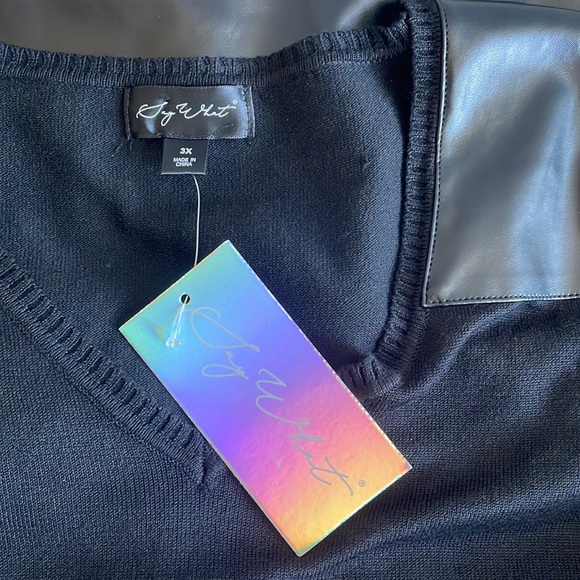 Black Knit Vegan Leather Dress XL Say What? - Picture 5 of 7